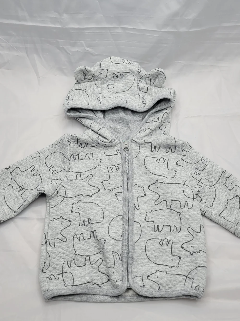 Carter's Light Gray Bear Print Hooded Sweatshirt